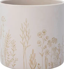 Intratuin Blumentopf Vera weiß/taupe D 13,5 H 12,5 cm| Blumentöpfe|Blumentöpfe & Pflanzgefäße