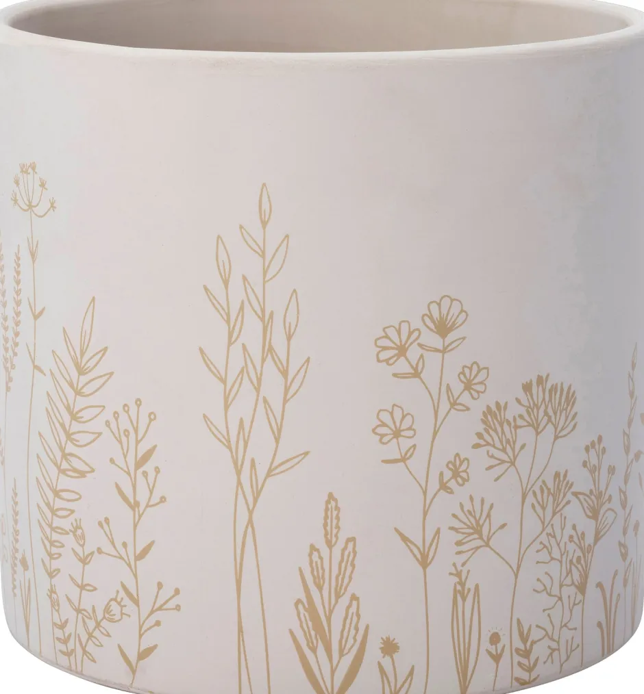 Intratuin Blumentopf Vera weiß/taupe D 13,5 H 12,5 cm| Blumentöpfe|Blumentöpfe & Pflanzgefäße