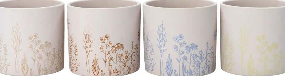 Intratuin Blumentopf Vera weiß/taupe D 13,5 H 12,5 cm| Blumentöpfe|Blumentöpfe & Pflanzgefäße