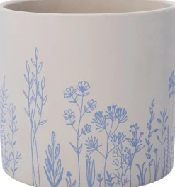 Intratuin Blumentopf Vera weiß/blau D 13,5 H 12,5 cm| Blumentöpfe & Pflanzgefäße|Blumentöpfe