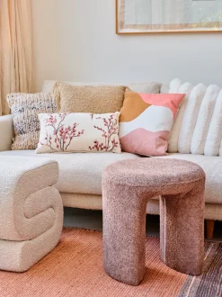 Intratuin Dekokissen Bobbi weiß / rosa / braun 45 x 45 cm| Kissen|Dekokissen