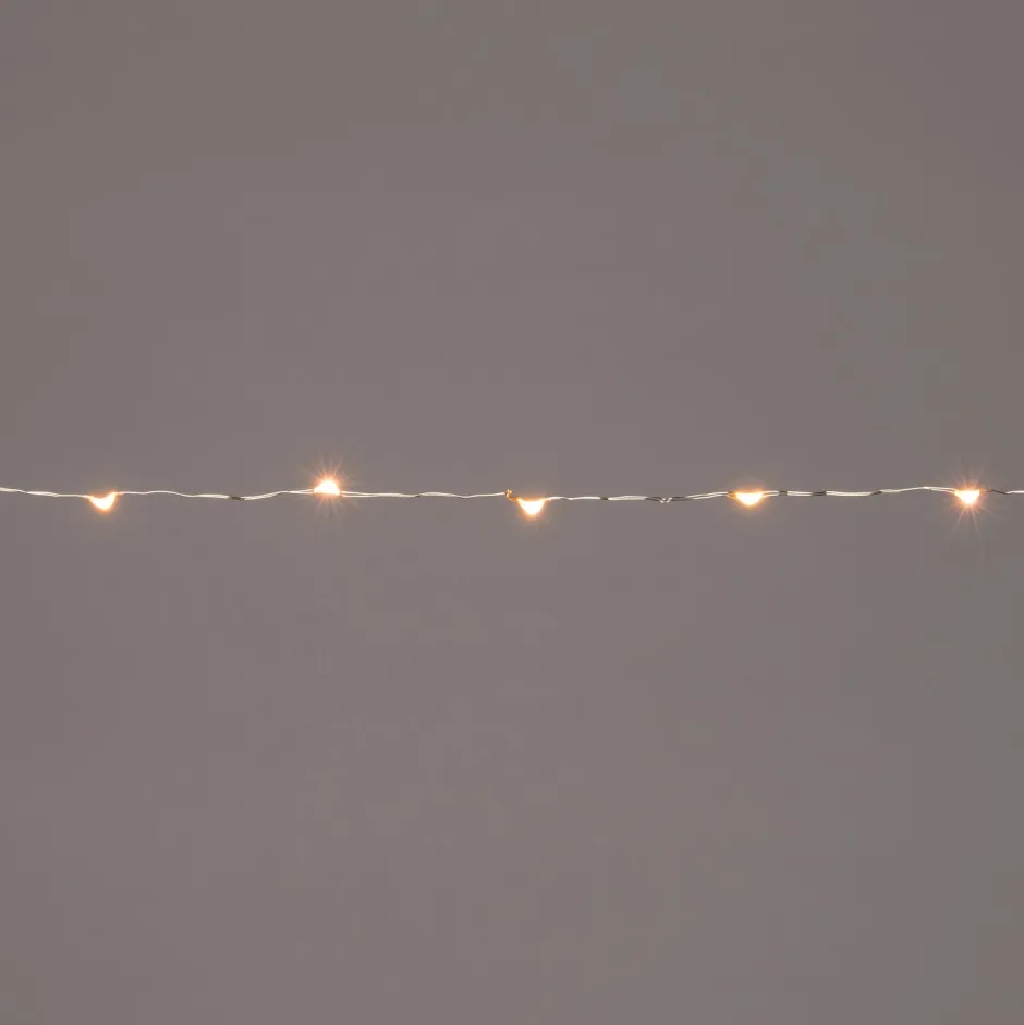 Intratuin Drahtlichterkette silber 5 m mit 100 LEDs warmweiß| Mini- & Drahtlichterketten