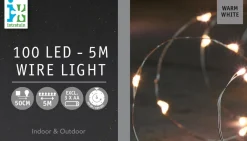 Intratuin Drahtlichterkette silber 5 m außen mit LED warmweiß| Mini- & Drahtlichterketten