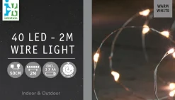 Intratuin Drahtlichterkette silber 2 m außen mit LED warmweiß| Mini- & Drahtlichterketten