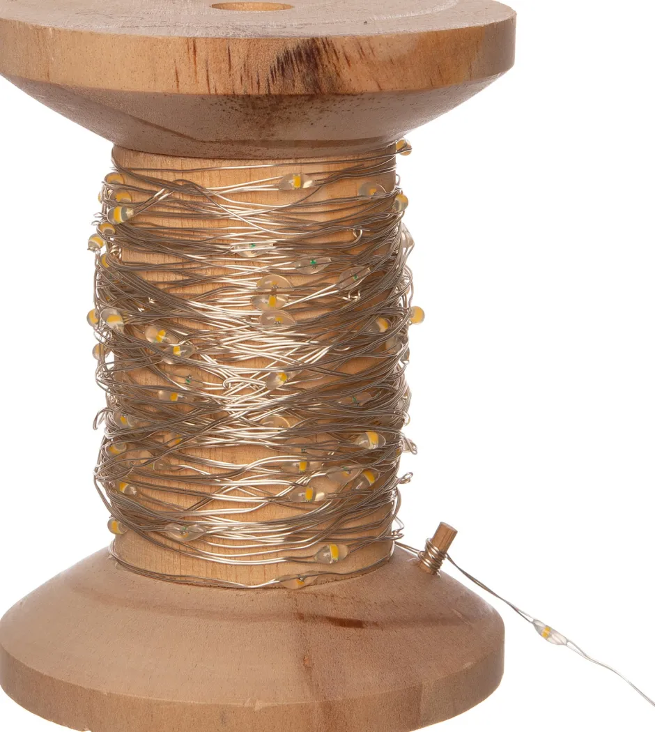 Intratuin Drahtlichterkette silber auf Rolle mit 100 Lämpchen warmweiß D 7 H 9,5 cm| Mini- & Drahtlichterketten