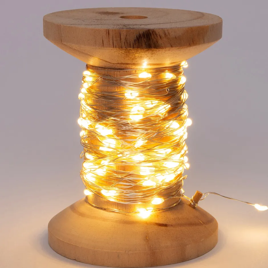 Intratuin Drahtlichterkette silber auf Rolle mit 100 Lämpchen warmweiß D 7 H 9,5 cm| Mini- & Drahtlichterketten