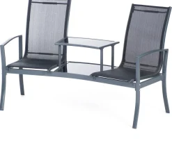 Intratuin Gartenbank Dalian mit Tisch anthrazit| Gartenbänke