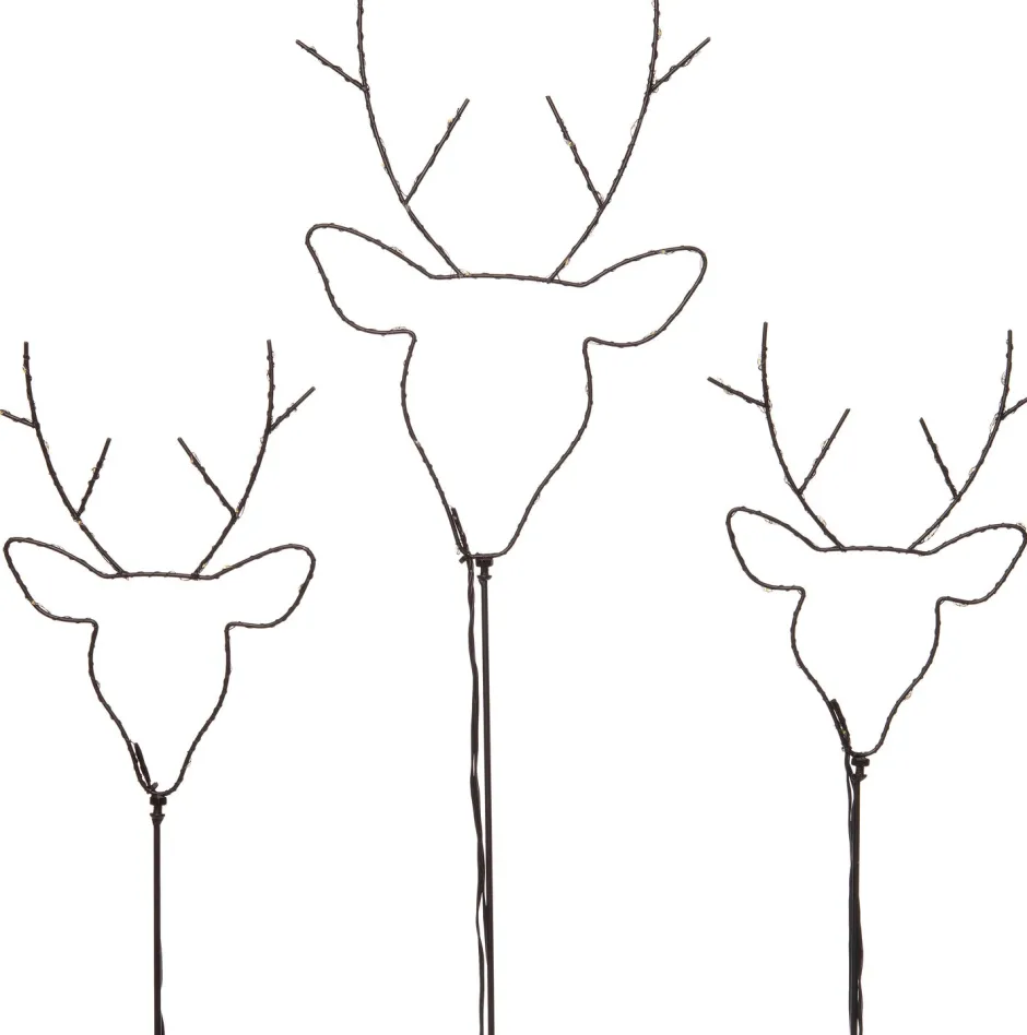 Intratuin Gartenstecker schwarz mit 65 LEDs warmweiß 30 x 90 cm 3 St.| Weihnachtsfiguren (Außen)