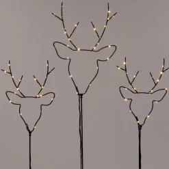 Intratuin Gartenstecker schwarz mit 65 LEDs warmweiß 30 x 90 cm 3 St.| Weihnachtsfiguren (Außen)