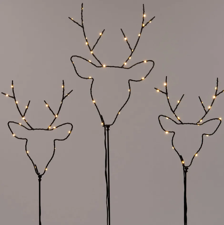 Intratuin Gartenstecker schwarz mit 65 LEDs warmweiß 30 x 90 cm 3 St.| Weihnachtsfiguren (Außen)