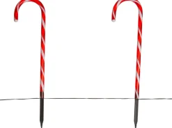 Intratuin Gartenstecker Zuckerstange mit Timer rot/weiß 13 x 2 x 53 cm 4 St.| Weihnachtsfiguren (Außen)
