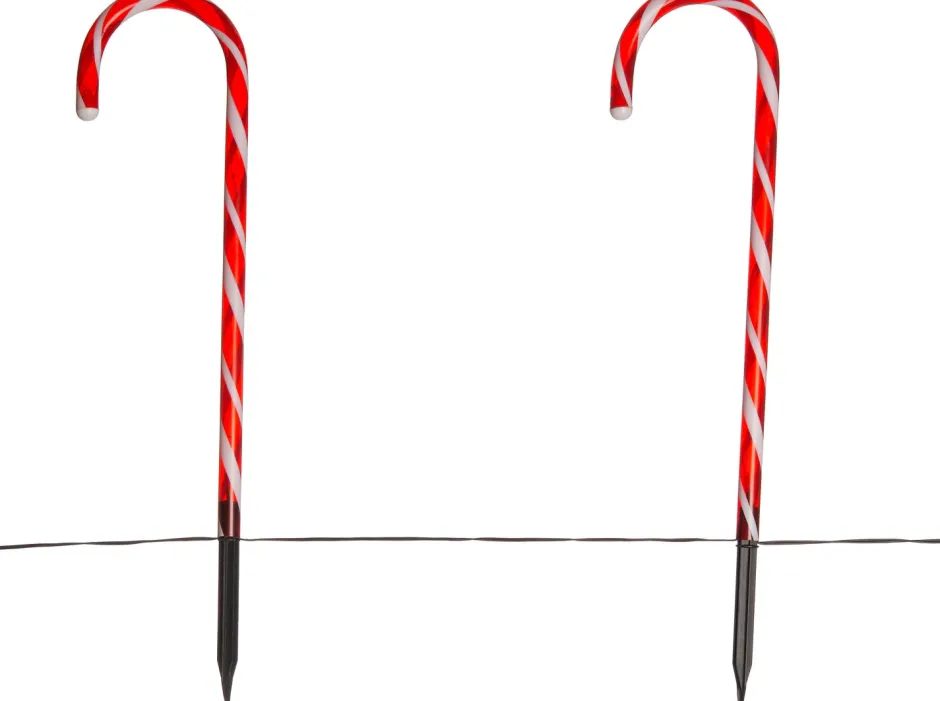 Intratuin Gartenstecker Zuckerstange mit Timer rot/weiß 13 x 2 x 53 cm 4 St.| Weihnachtsfiguren (Außen)
