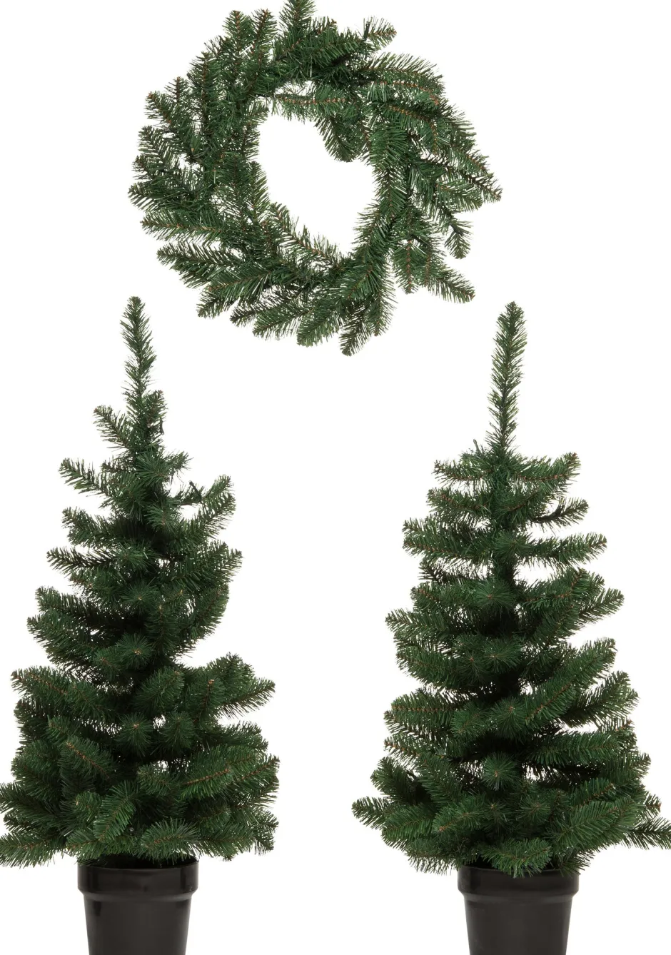 Intratuin Haustürset Graz 1 Kranz 2 Bäume mit LED Beleuchtung| Künstliche Weihnachtsbäume|Weihnachtskränze