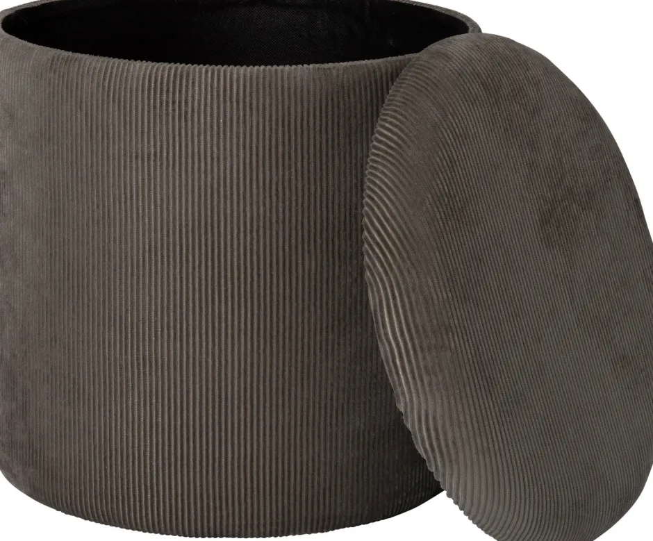 Intratuin Hocker mit Stauraum Ribbel grau D 40 H 40 cm| Poufs