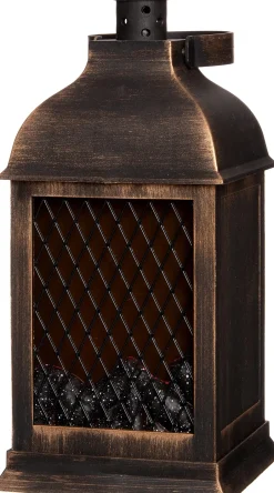 Intratuin Kamin schwarz / gold 10,4 x 10,4 x 24 cm| Weihnachtsleuchten