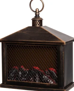 Intratuin Kamin schwarz / gold 21 x 10,5 x 24 cm| Weihnachtsleuchten