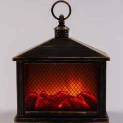 Intratuin Kamin schwarz / gold 21 x 10,5 x 24 cm| Weihnachtsleuchten