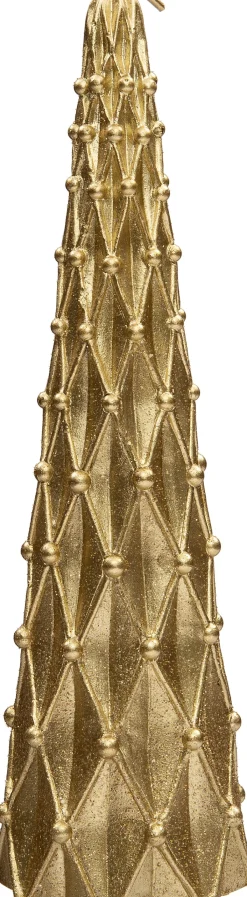 Intratuin Kerze Kegel mit Rauten gold D 5 H 20 cm| Stumpenkerzen
