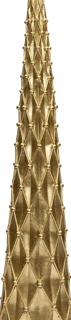 Intratuin Kerze Kegel mit Rauten gold D 6 H 30 cm| Stumpenkerzen