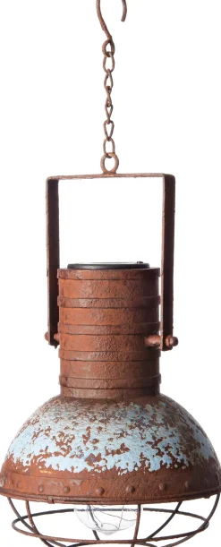 Intratuin LED Solarleuchte D 20 H 49,5 cm rostblau| Solar Gartenleuchten|Außenleuchten Hängend