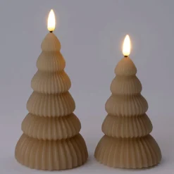 Intratuin LED Stumpenkerze Weihnachtsbaum Juna hellbraun D 8,5 H 17,5 cm| Led Kerzen