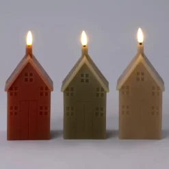 Intratuin LED Stumpenkerze Haus Tebi hellbraun 8 x 8 x 14,5 cm| Led Kerzen