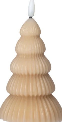 Intratuin LED Stumpenkerze Weihnachtsbaum Juna hellbraun D 8 H 13,5 cm| Led Kerzen