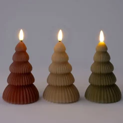Intratuin LED Stumpenkerze Weihnachtsbaum Juna hellbraun D 8 H 13,5 cm| Led Kerzen