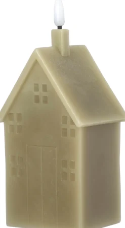 Intratuin LED Stumpenkerze Haus Tebi grün 7,5 x 7,5 x 17,5 cm| Led Kerzen