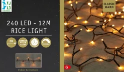 Intratuin Lichterkette schwarz 12 m mit 240 Reiskorn-LEDs klassisch warm| Weihnachtsbaumbeleuchtung