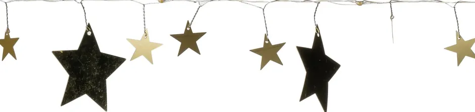 Intratuin Lichterkette Sterne transparant / gold mit 20 LEDs warmweiß 2 m| Motiv-Lichterketten
