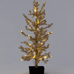 Intratuin mini Künstlicher Weihnachtsbaum Kristal gold met 60 warmweißen Lämpchen 28 H 46 cm| Weihnachtsfiguren & -Objekte