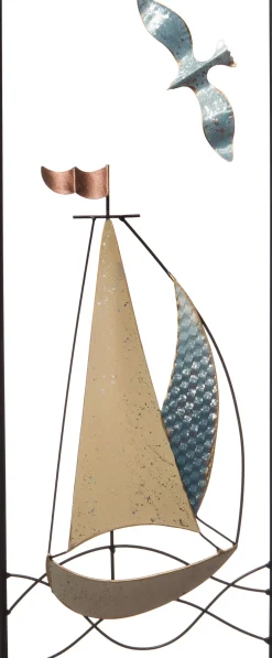 Intratuin Outdoor-Wanddeko Segelboot gold / blau 25 x 61 x 3 cm| Outdoor-Wanddeko