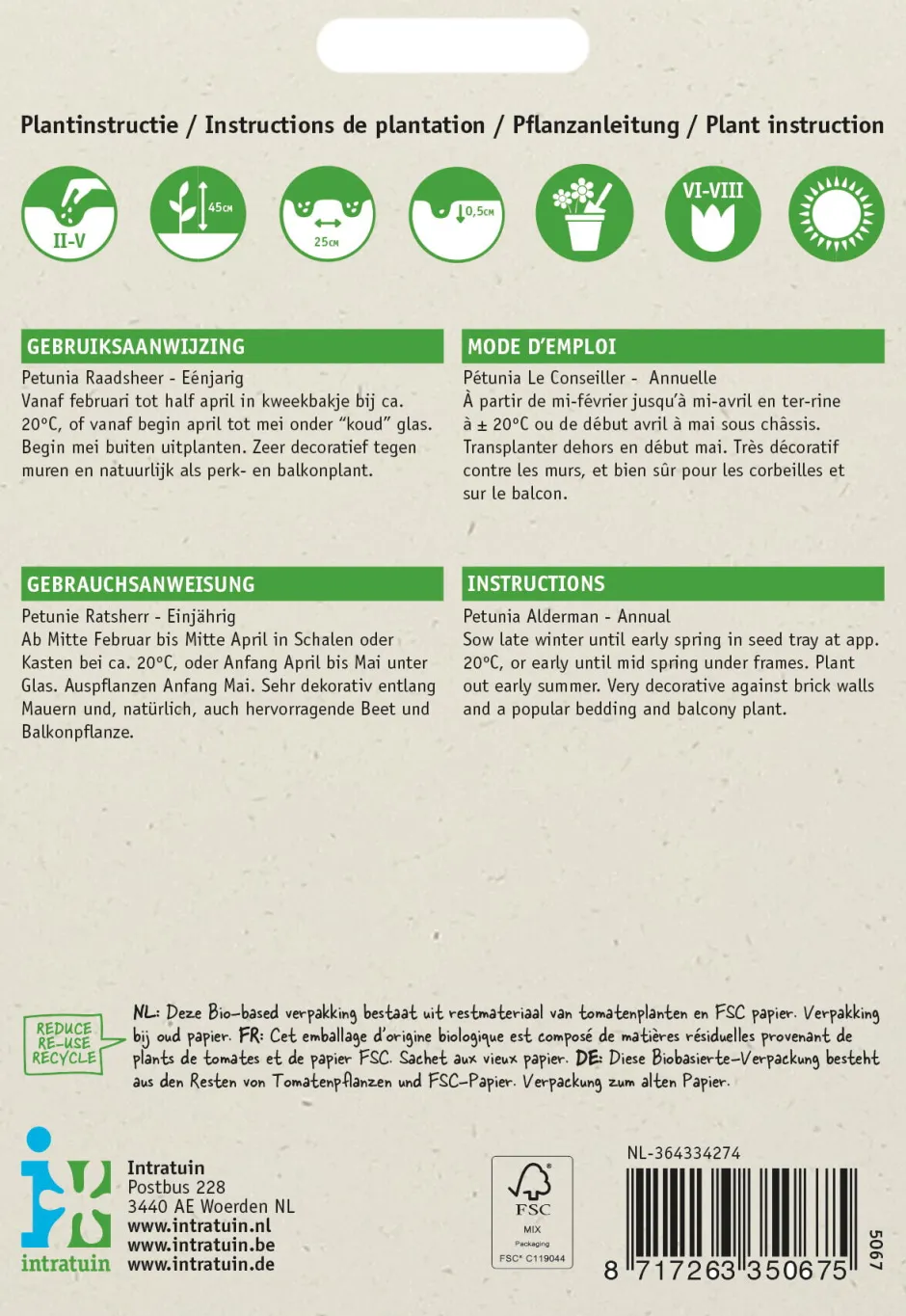 Intratuin Petunie blau (Petunia 'Hybrida Ratsherr') Blumensamen| Blühende Pflanzen|Saatgut