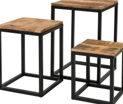 Intratuin Pflanzenhocker Flynn schwarz / Holz 25 x 25 x 31 cm| Pflanztische & -Regale