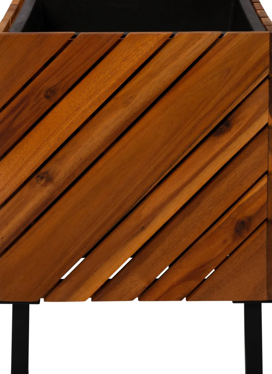 Intratuin Pflanzkübel Acacia naturell 32 x 32 x 42 cm| Pflanzkübel|Blumentöpfe & Pflanzgefäße