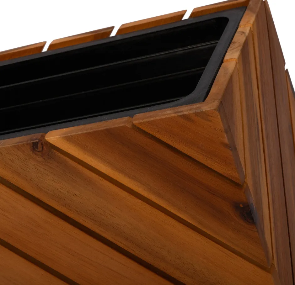 Intratuin Pflanzkübel Acacia naturell 32 x 32 x 42 cm| Pflanzkübel|Blumentöpfe & Pflanzgefäße