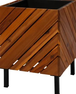 Intratuin Pflanzkübel Acacia naturell 32 x 32 x 42 cm| Pflanzkübel|Blumentöpfe & Pflanzgefäße