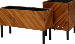 Intratuin Pflanzkübel Acacia naturell 32 x 32 x 42 cm| Pflanzkübel|Blumentöpfe & Pflanzgefäße