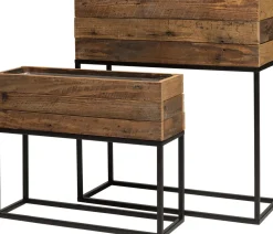 Intratuin Pflanzkübel auf Ständer schwarz / Holz 55 x 21 x 60,5 cm| Pflanzkübel|Blumentöpfe & Pflanzgefäße