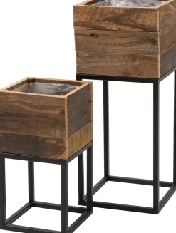 Intratuin Pflanzkübel Miles mit Ständer schwarz / Holz 18 x 18 x 34 cm| Blumentöpfe|Blumentöpfe & Pflanzgefäße