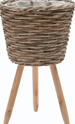 Intratuin Pflanzkorb auf Füßen Holz 27 x 27 x 45 cm| Pflanzkörbe|Blumentöpfe & Pflanzgefäße