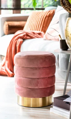 Intratuin Pouf Tate rosa D 40 H 43 cm| Poufs