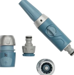 Intratuin Premium Gartenschlauch Anschlussset 4-teilig grau/blau| Gießen & Bewässerung|Gartenspritzen & Gartenbrausen