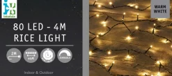 Intratuin Reiskorn Lichterkette 4 m mit 80 LEDs warmweiß| Weihnachtsbaumbeleuchtung