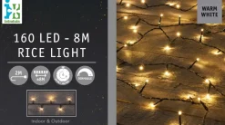 Intratuin Reiskorn Lichterkette 8 m mit 160 LEDs warmweiß| Weihnachtsbaumbeleuchtung