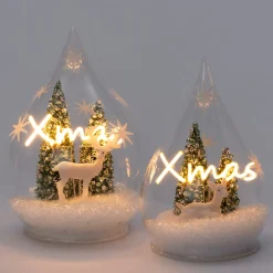 Intratuin Schneekugel transparent mit Beleuchtung D 12,5 H 16 cm| Weihnachtsfiguren & -Objekte