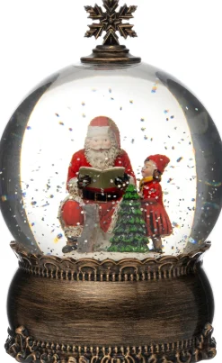 Intratuin Schneekugel Weihnachtsmann bronze mit Beleuchtung D 12 H 18,6 cm| Weihnachtsfiguren & -Objekte