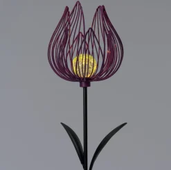 Intratuin Solar Gartenstecker Blume lila D 19 H 105 cm| Gartenstecker|Solar Gartenleuchten