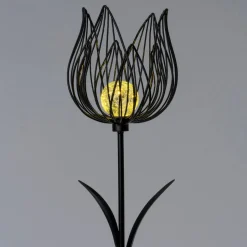 Intratuin Solar Gartenstecker Blume schwarz D 19 H 105 cm| Gartenstecker|Solar Gartenleuchten